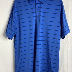 Under Armour Polo Shirt Mens Size Large Loose Fit Heatgear Blue Striped